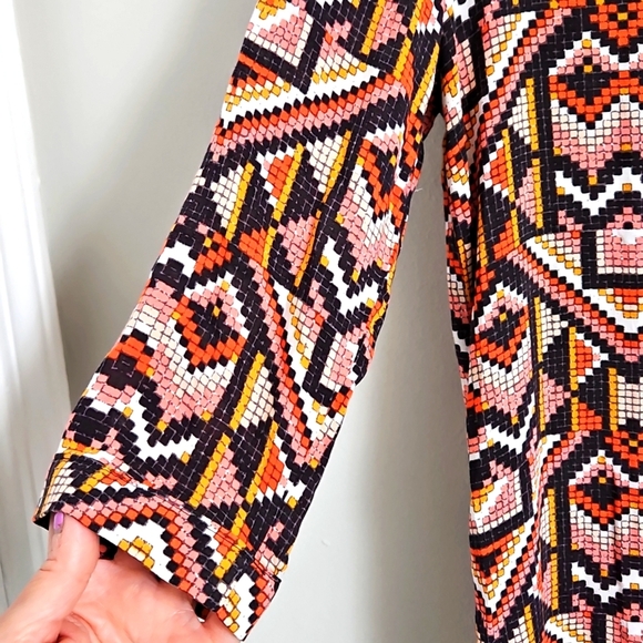 H&M Women's Aztec Print Shirt Dress Size 4 - Picture 6 of 9